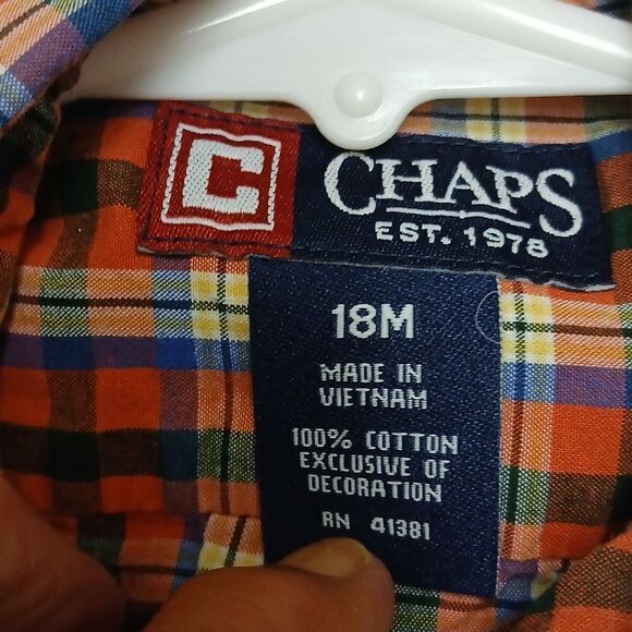 Kids Plaid and Solid Dress Shirts Set Bundle Of 3, Chaps, Carters bt Kid 18M - Picture 4 of 15